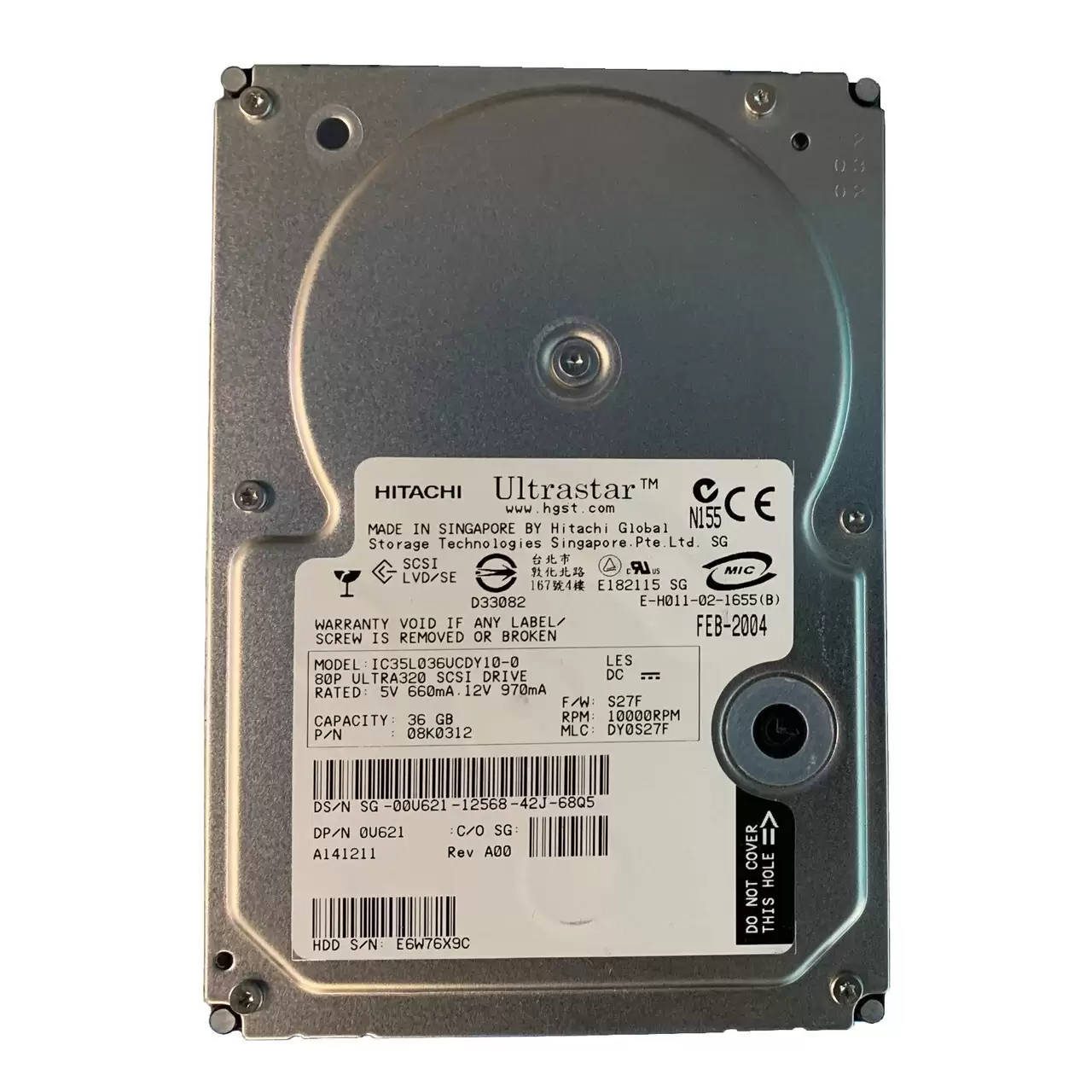 IBM IC35L036UCDY10 Ultrastar 146Z10 36.7GB 10000RPM Ultra320 SCSI 80Pin 8MB Cache 3.5inch Internal Hard Drive
