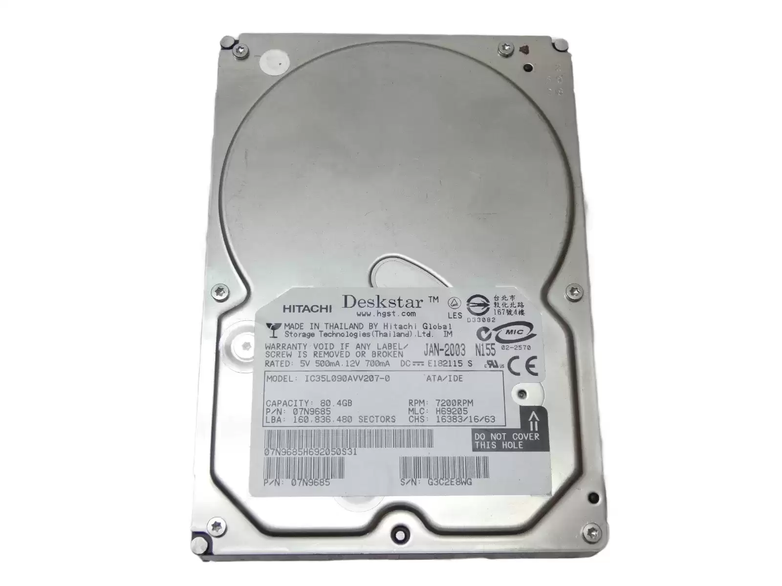 Hitachi 07N9685 Deskstar 180GXP 80GB 7200rpm 3.5inch Internal Hard Drive