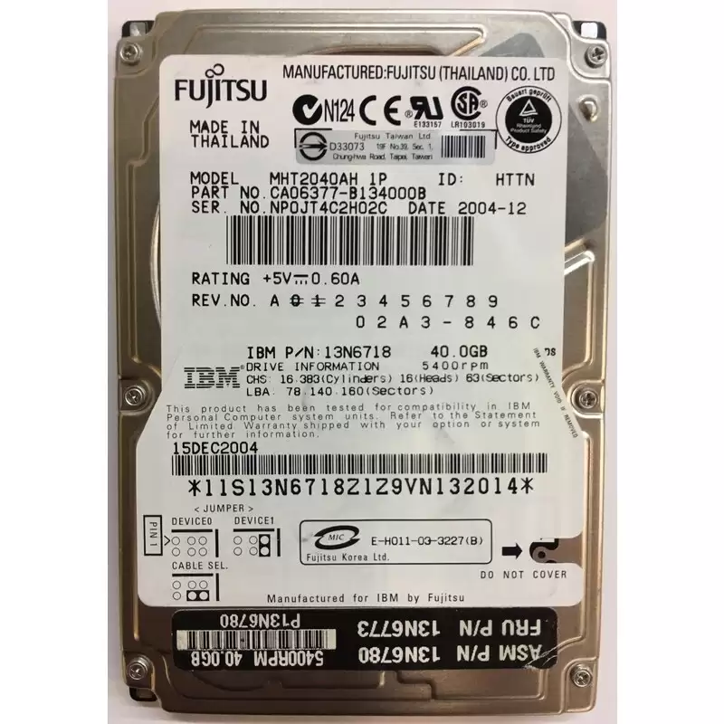 IBM 13N6773 40GB ATA/100 5400RPM 8MB Cache 2.5-inch Internal Hard Drive for ThinkPad