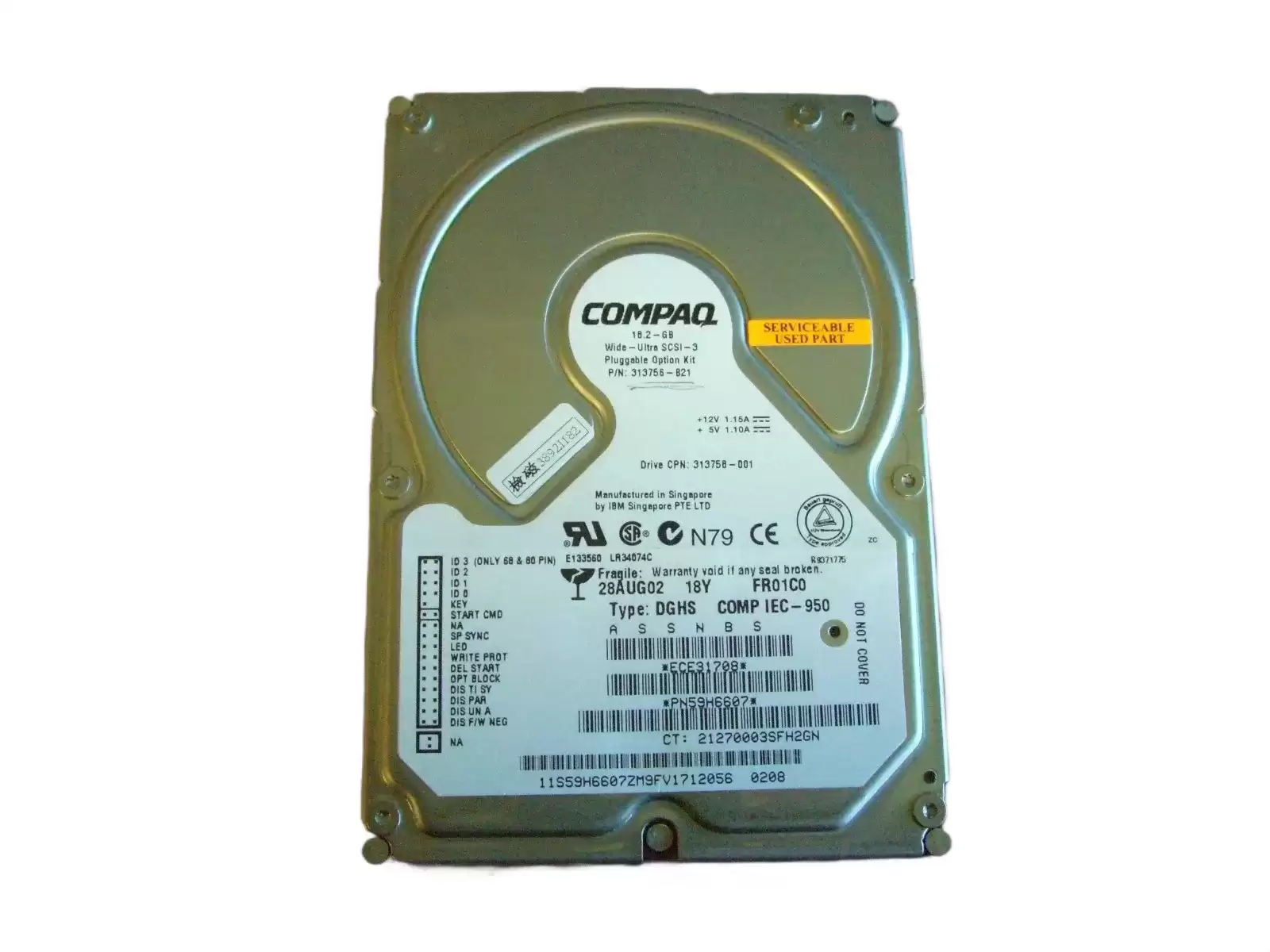 HPE 313756-B21 18.2GB 7200RPM Ultra160 SCSI LVD 80Pin 3.5inch Internal Hard Drive