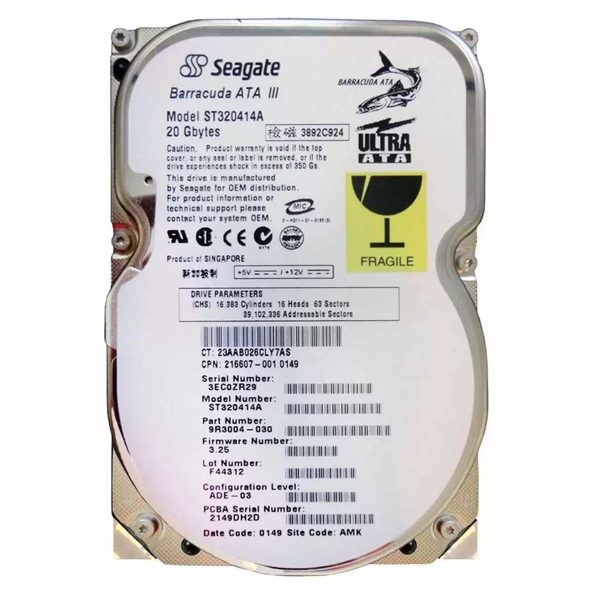 Seagate ST34321A Medalist 4321 4.3GB ATA/33 5400RPM 128KB Cache 3.5-inch Internal Hard Drive