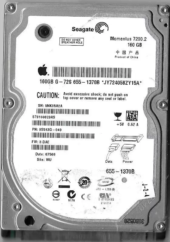 Seagate ST9160823AS Momentus 7200.2 160GB SATA 3Gb/s 7200RPM 8MB Cache 2.5-inch Internal Hard Drive