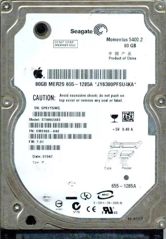 Seagate ST98823AS Momentus 5400.2 80GB SATA 1.5Gb/s 5400RPM 8MB Cache 2.5-inch Internal Hard Drive