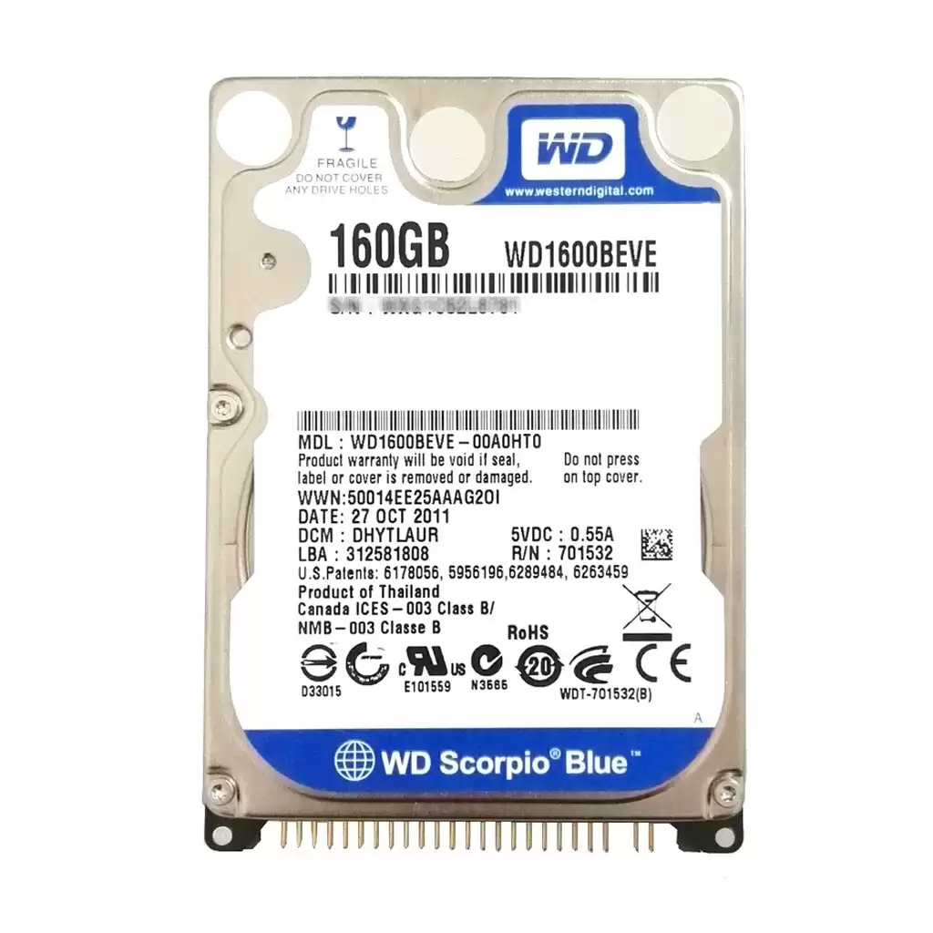Western Digital WD1600BEVE Scorpio 160GB ATA-100 5400RPM 8MB Cache 2.5-inch Internal Internal Hard Drive