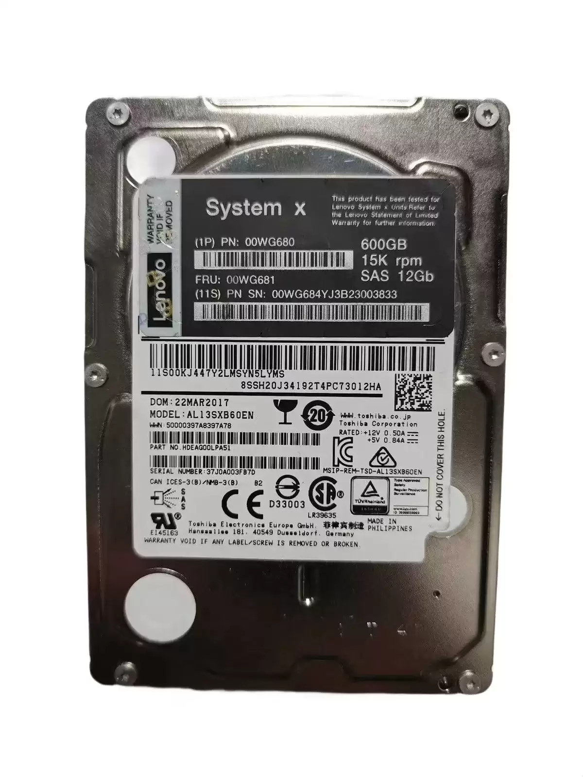 IBM 00WG681 600GB 15000RPM SAS 12Gbps 3.5inch Internal Hard Drive