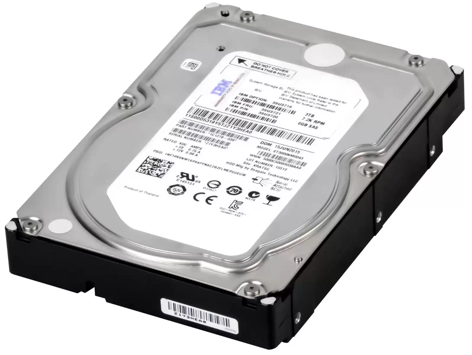 IBM 39U3720 3TB 7200RPM SAS 6Gbps 3.5inch Internal Hard Drive with Tray