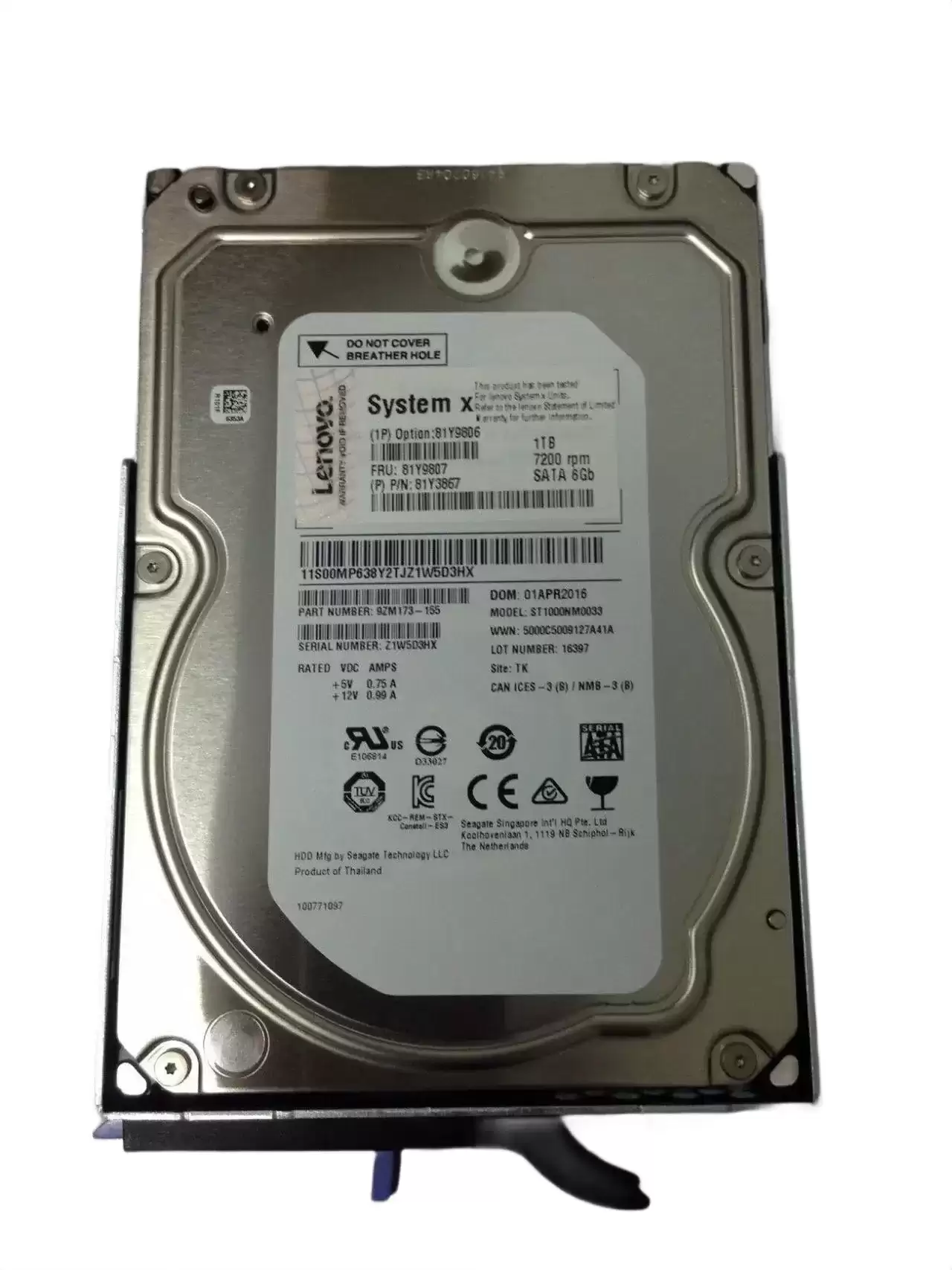 IBM 81Y3867 1TB 7200RPM SATA 6Gbps Simple Swap 3.5inch Internal Hard Drive