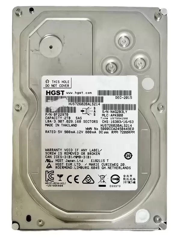 HGST HUS726040ALS214 Ultrastar 7K6000 4TB SAS 12Gb/s 7200RPM (SE / 512n) 128MB Cache 3.5inch Internal Hard Drive