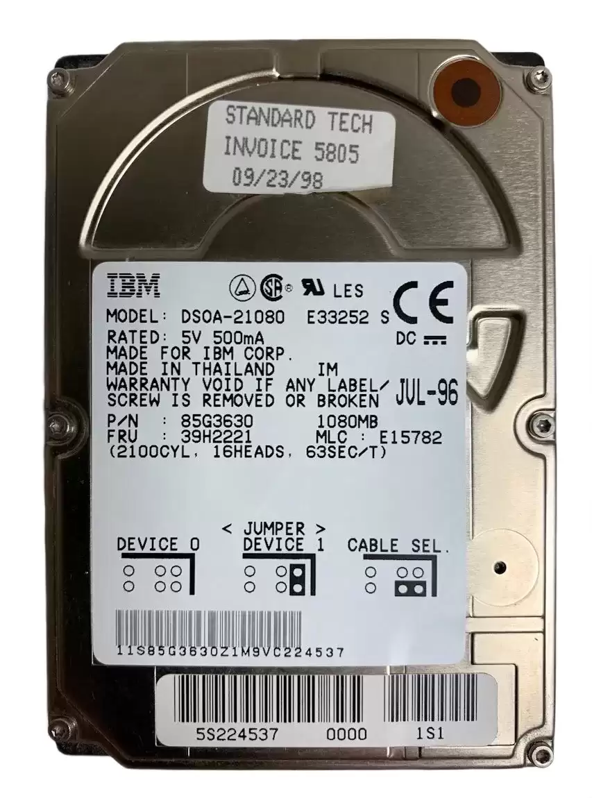 IBM 85G3630 Travelstar 2LP 1.08GB 4000RPM ATA/IDE 96KB Cache 2.5inch Internal Hard Drive