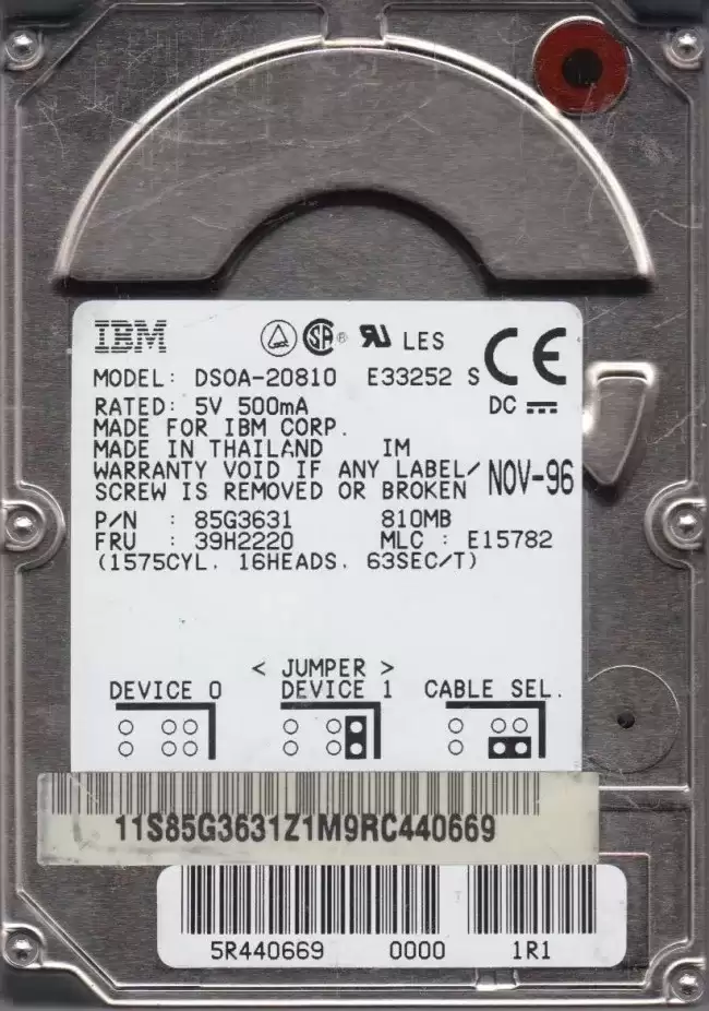IBM 85G3631 Travelstar 2LP 810MB 4000RPM ATA/IDE 96KB Cache 2.5inch Internal Hard Drive