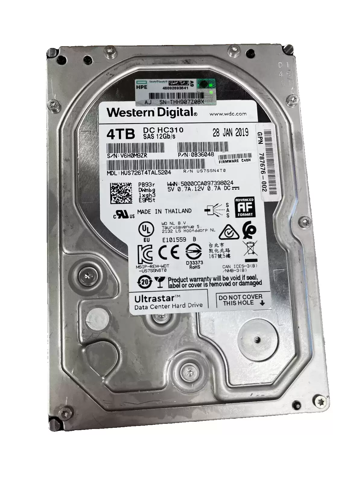 HGST 0B36048 Ultrastar DC HC310 4TB SAS 12Gb/s 7200RPM 256MB Cache (512e / SE) 3.5inch Internal Hard Drive