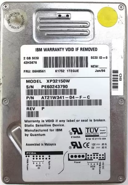 IBM 06H8561 2.1GB 7200RPM Fast Wide SCSI 68Pin 1MB Cache 3.5inch Internal Hard Drive