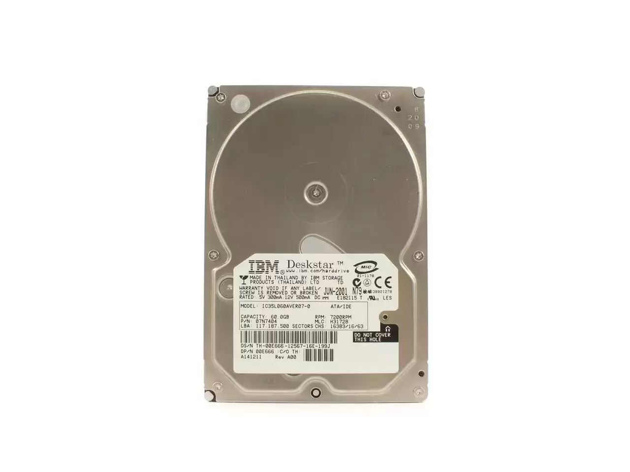 IBM 07N7404 Deskstar 60GXP 60GB 7200RPM ATA100 2MB Cache 3.5inch Internal Hard Drive