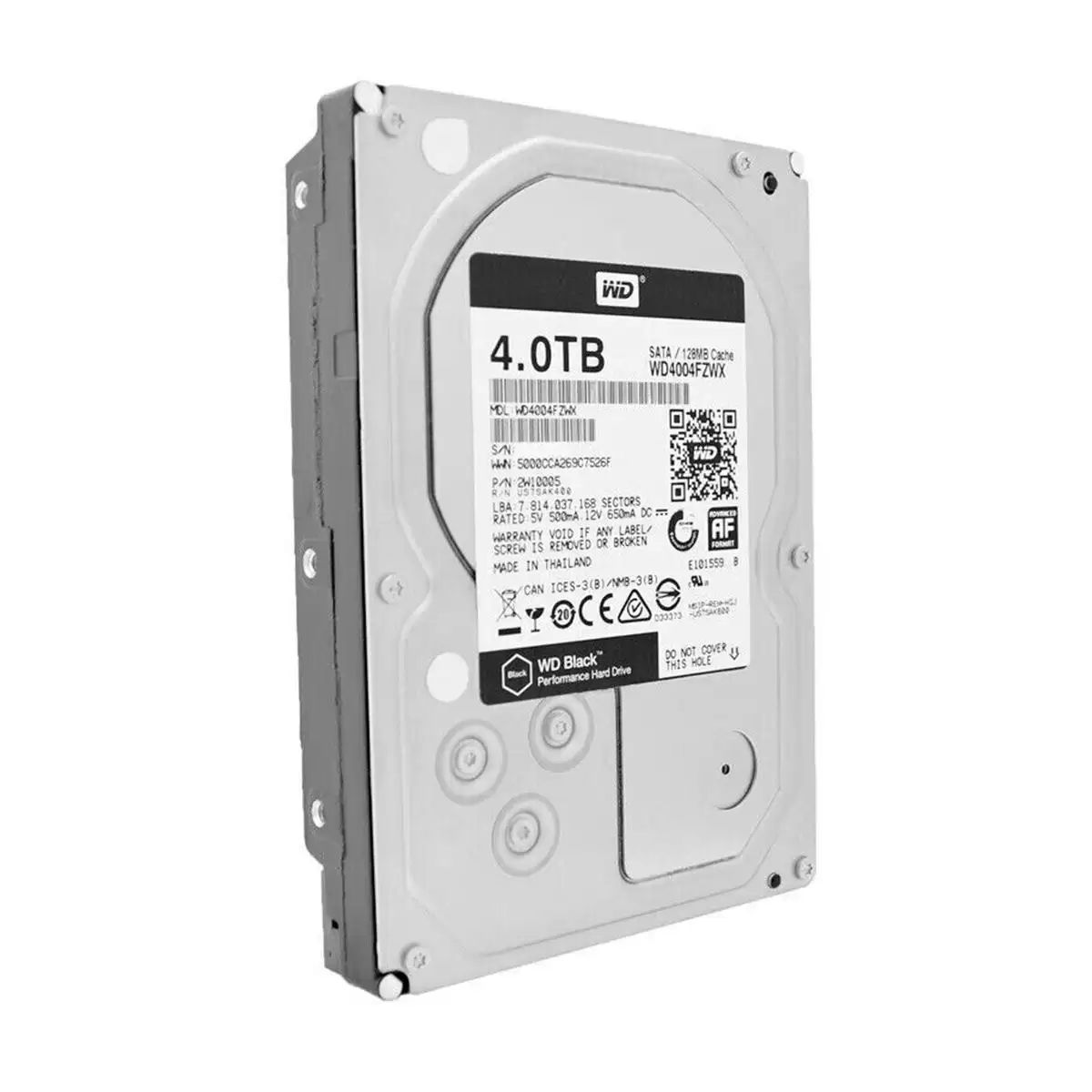 Western Digital WD4004FZWX Black 4TB SATA 6Gb/s 7200RPM 128MB Cache 3.5-inch Internal Internal Hard Drive