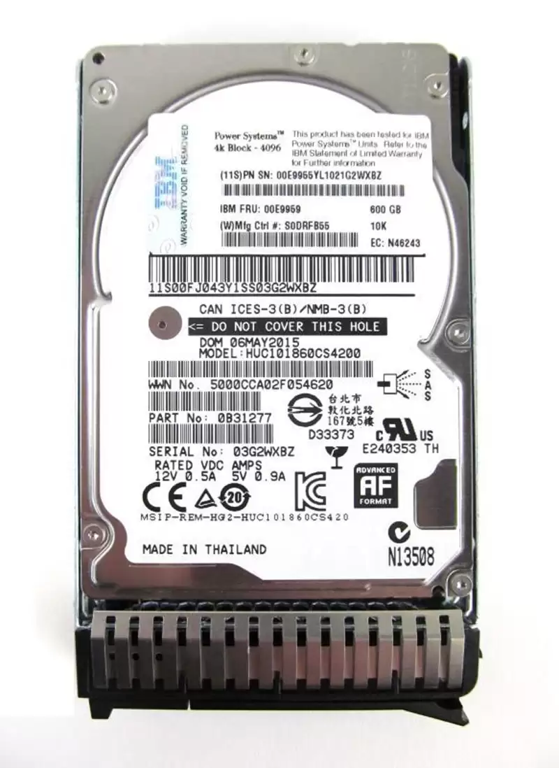 IBM 00E9959 600GB SAS 6Gb/s 10000RPM (4kn) 2.5inch Internal Hard Drive with Tray for Power8