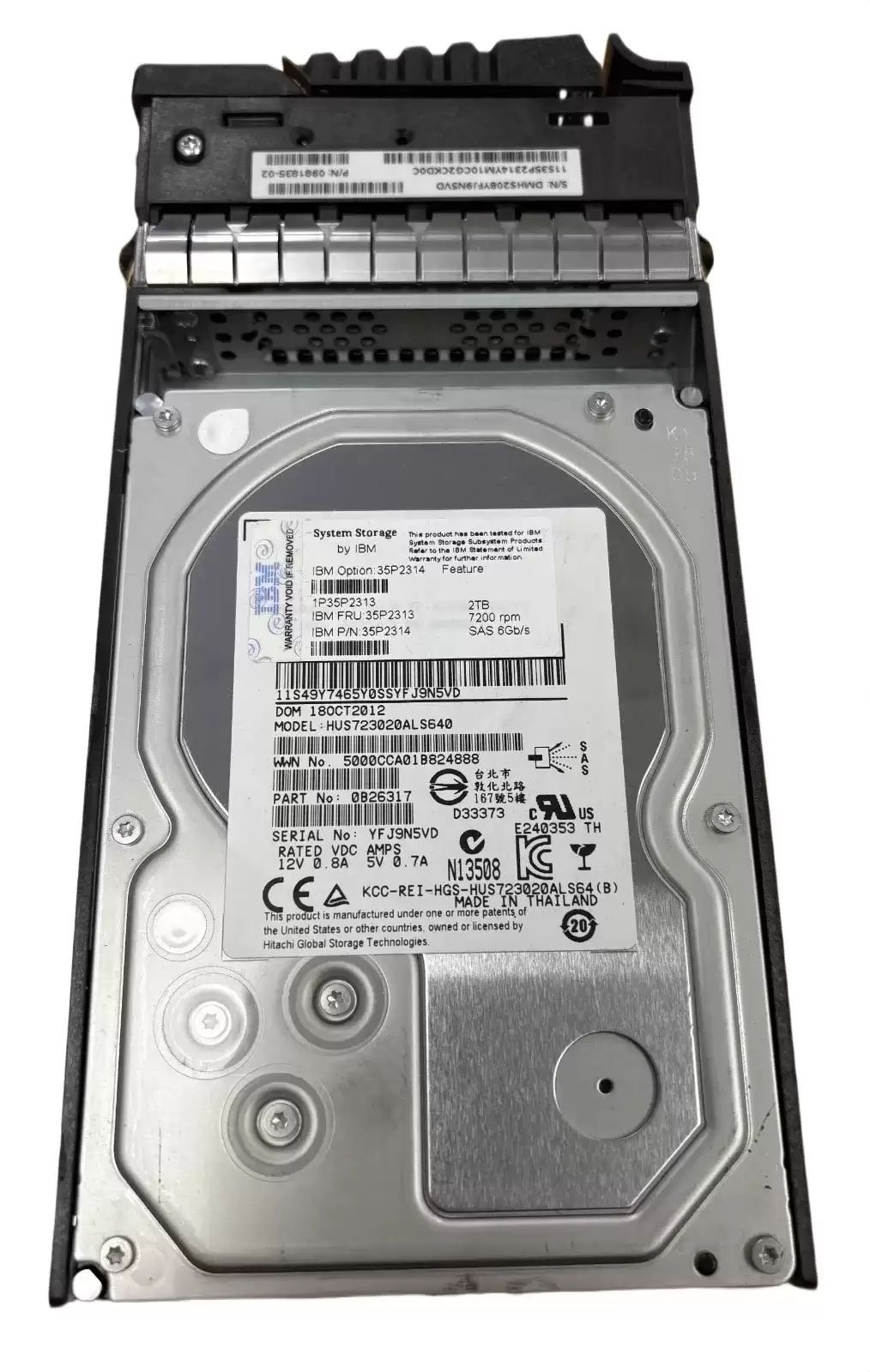 IBM 35P2313 2TB SAS 6Gb/s 7200RPM (512e) 3.5inch Internal Hard Drive with Tray