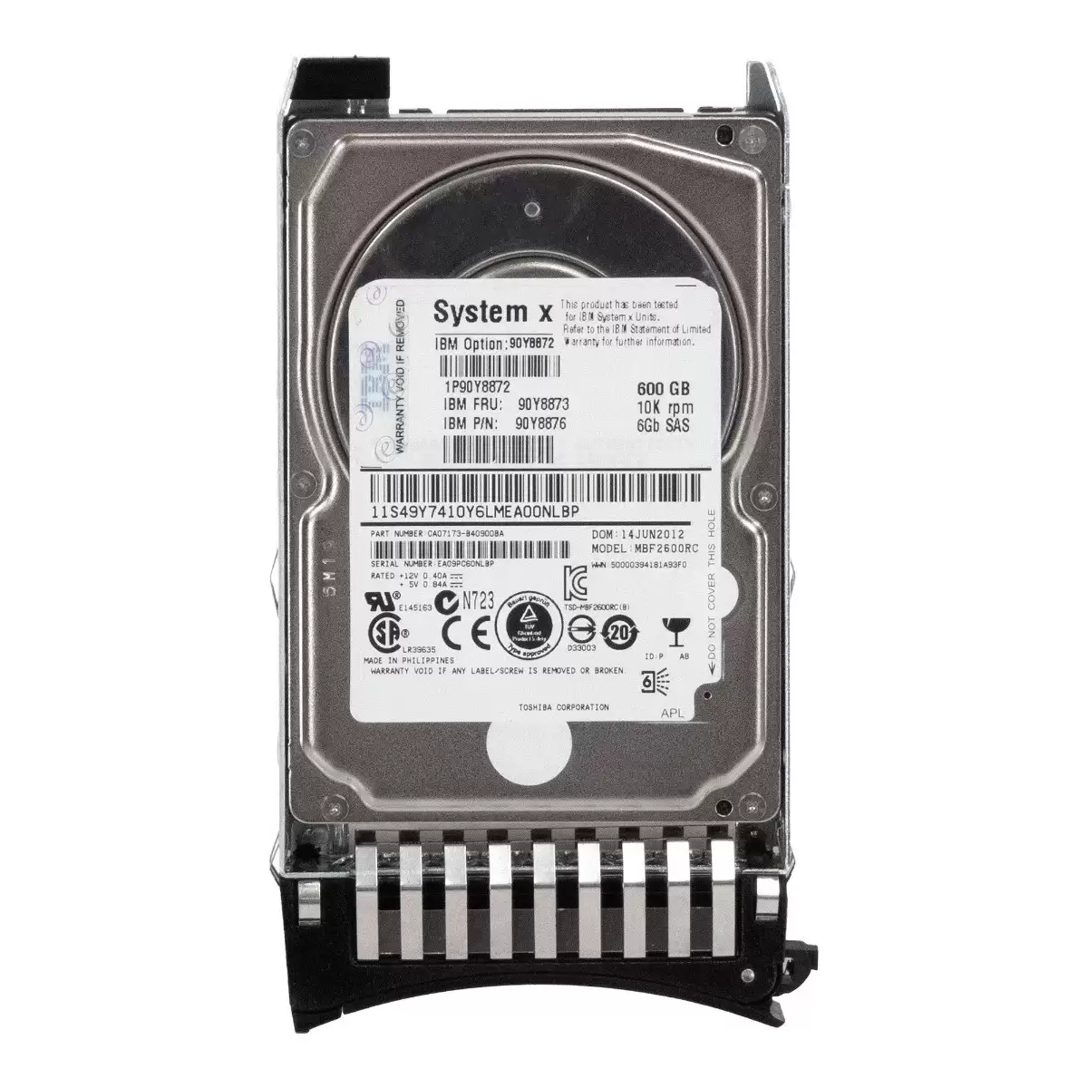 IBM 90Y8873 600GB SAS 6Gb/s 10000RPM 2.5inch Internal Hard Drive with Tray for System x3500 M4
