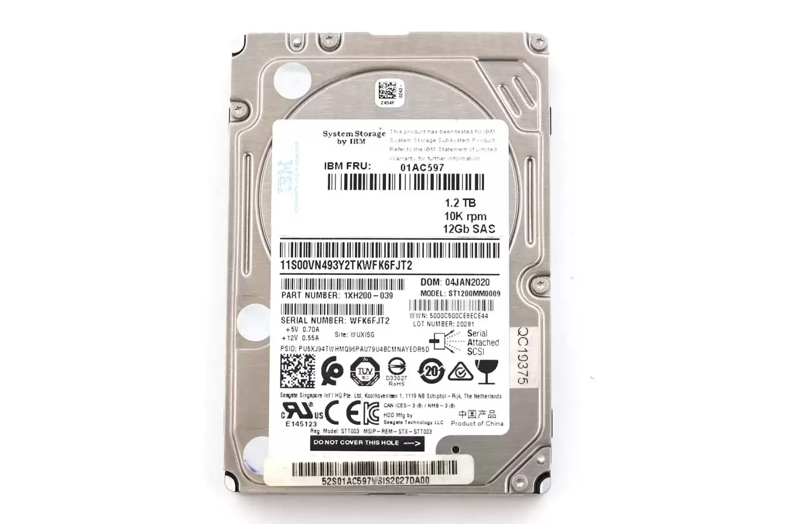 IBM 01AC597 1.2TB SAS 12Gb/s 10000RPM 2.5inch Internal Hard Drive with Tray for Storwize V5000