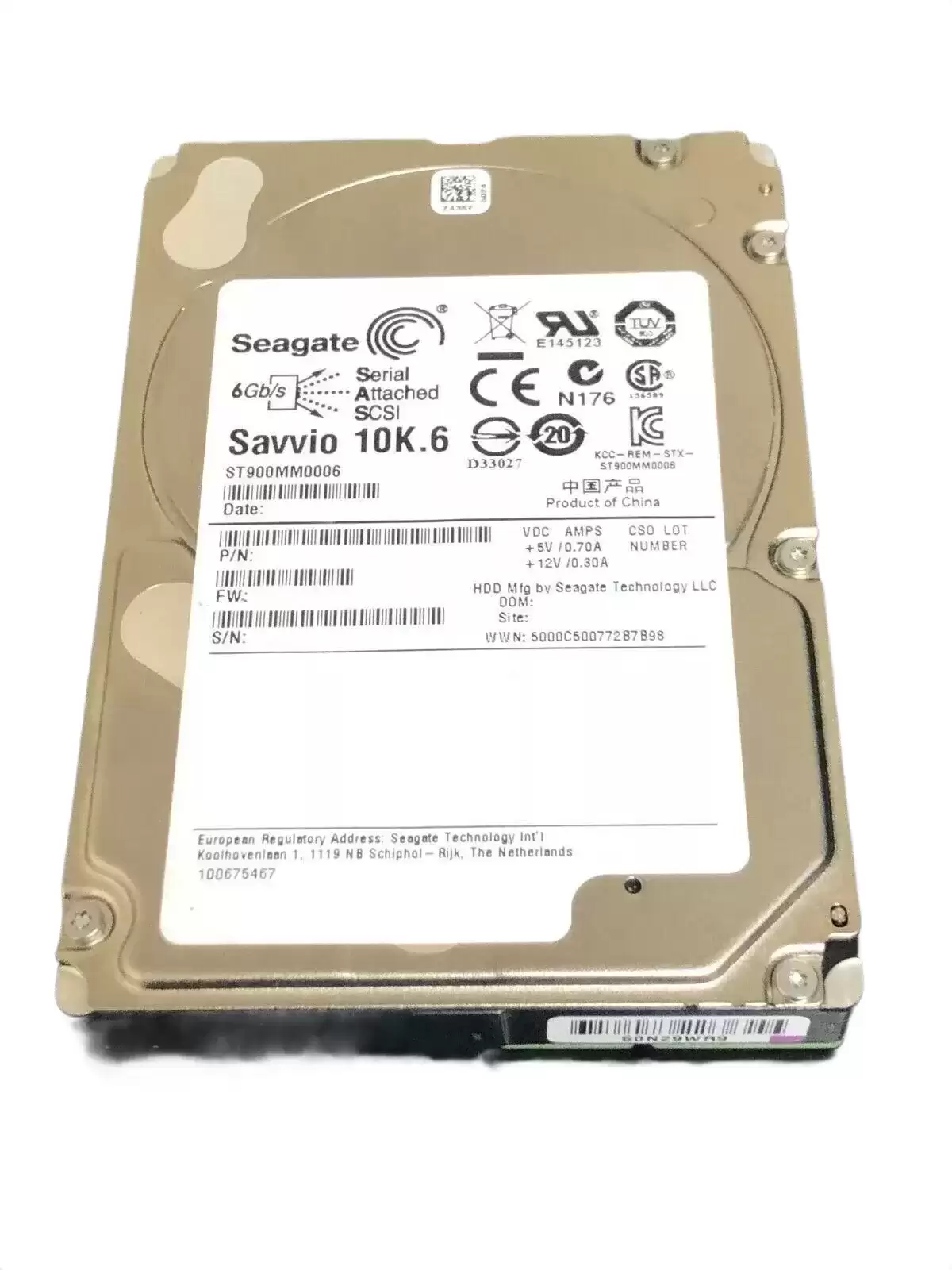 Seagate ST900MM0006 Savvio 10K.6 900GB SAS 6Gb/s 10000RPM 64MB Cache 2.5inch Internal Hard Drive