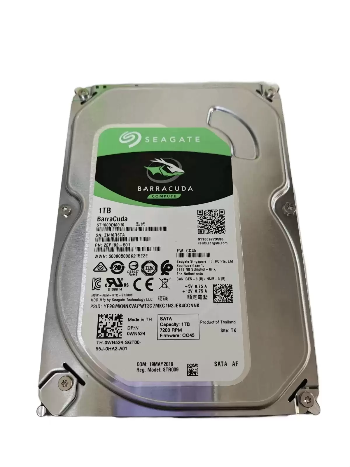 Seagate ST1000DM010 BarraCuda Compute 1TB SATA 6Gb/s 7200RPM 64MB Cache 3.5inch Internal Hard Drive