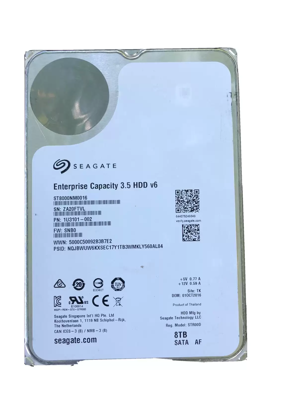 Seagate ST8000NM0016 Exos X10 8TB SATA 6Gb/s 7200RPM 256MB Cache (Hyperscale / 512e) 3.5inch Internal Hard Drive
