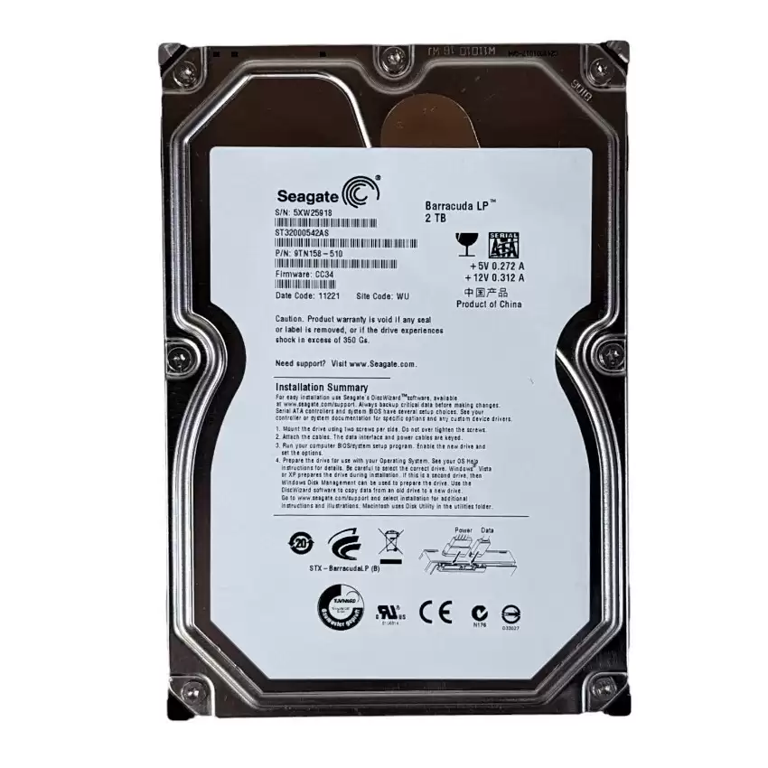 Seagate ST32000542AS Barracuda LP 2TB SATA 3Gb/s 5900RPM 32MB Cache 3.5inch Internal Hard Drive