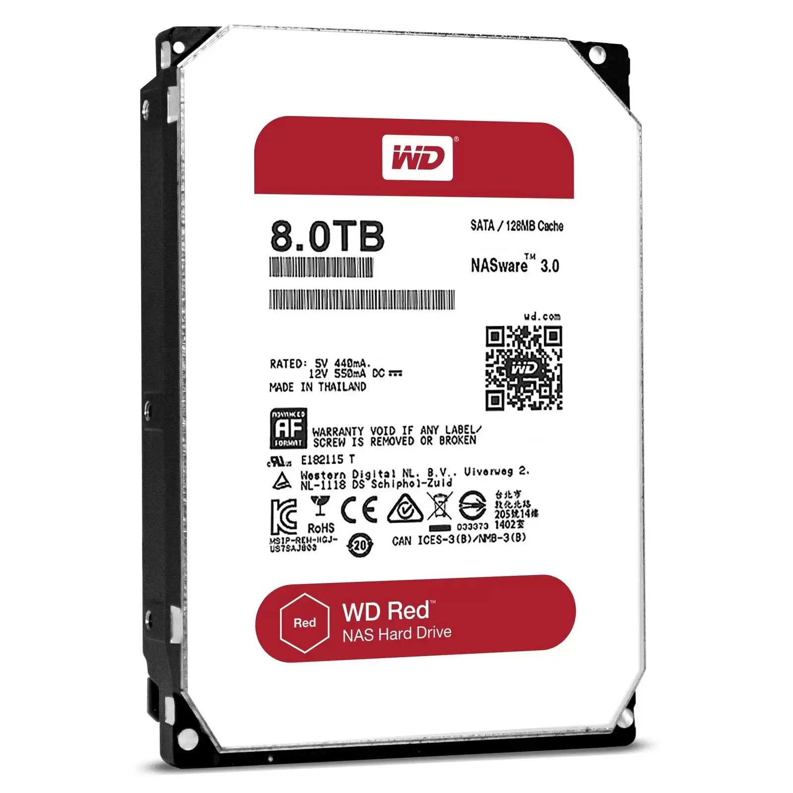 Western Digital WD80EFZX Red Plus NAS 8TB SATA 6Gb/s 5400RPM 128MB Cache 3.5inch Internal Hard Drive