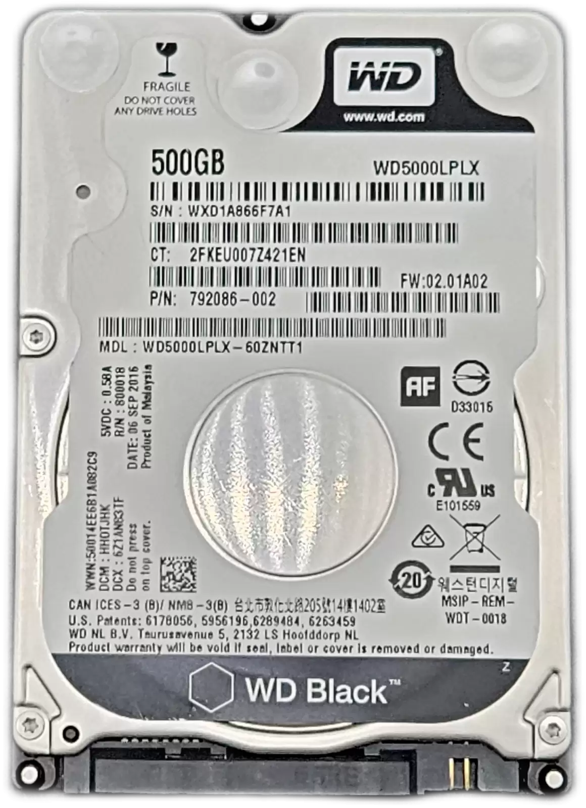 Western Digital WD5000LPLX Black 500GB SATA 6Gb/s 7200RPM 32MB Cache 2.5inch Internal Hard Drive