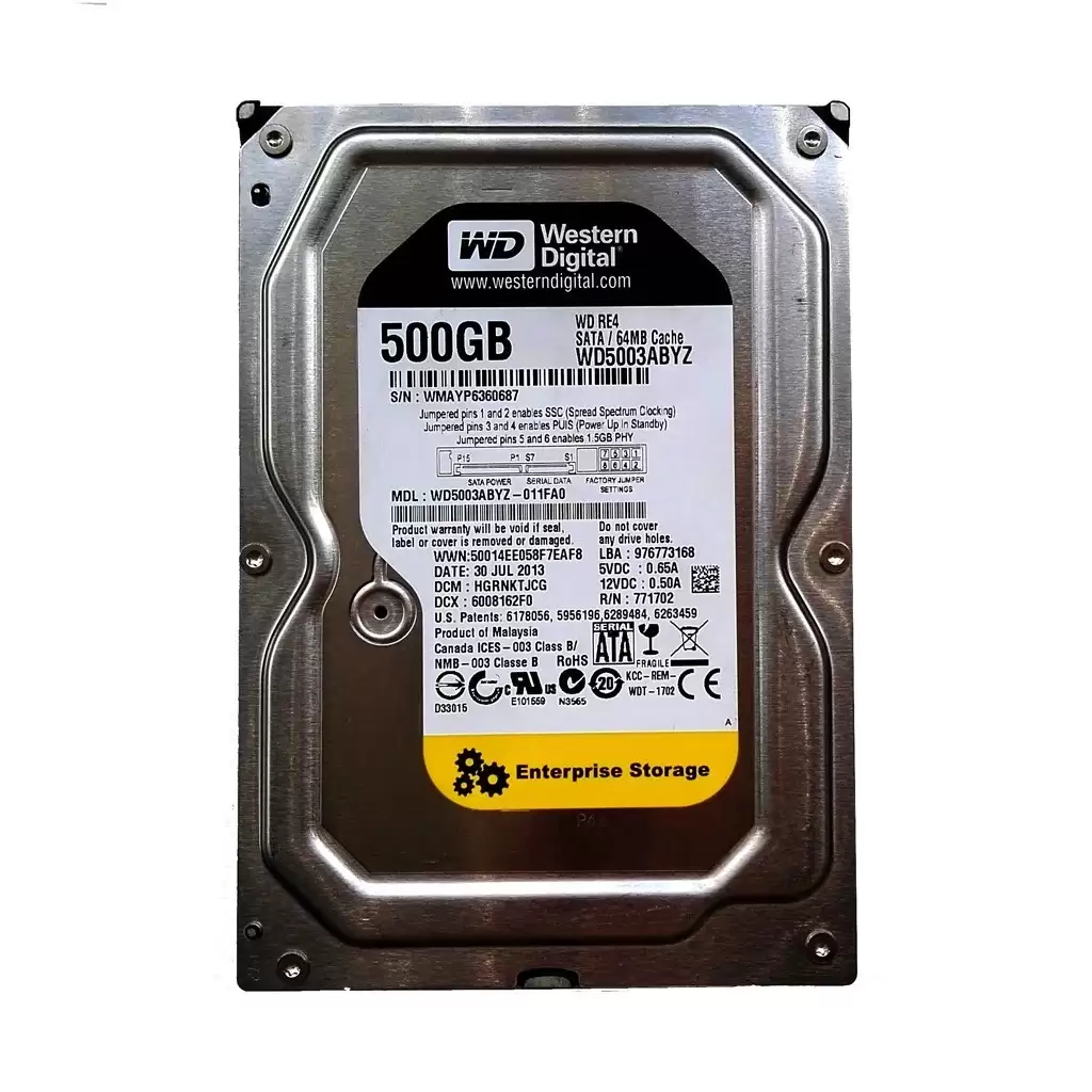 Western Digital WD5003ABYZ Re 500GB SATA 6Gb/s 7200RPM 64MB Cache 3.5inch Internal Hard Drive
