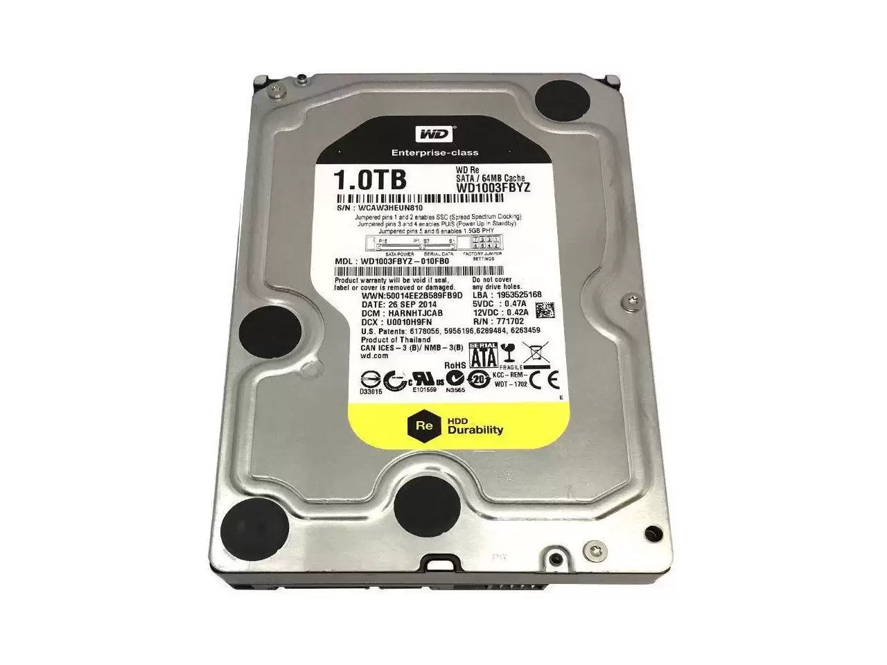 Western Digital WD1003FBYZ Re 1TB SATA 6Gb/s 7200RPM 64MB Cache 3.5inch Internal Hard Drive