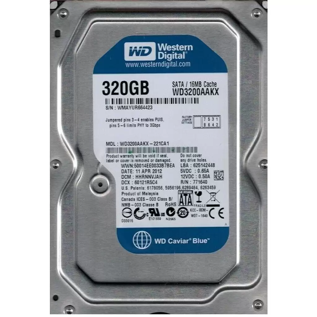 Western Digital WD3200AAKX Caviar Blue 320GB SATA 6Gb/s 7200RPM 16MB Cache (512n) 3.5inch Internal Hard Drive