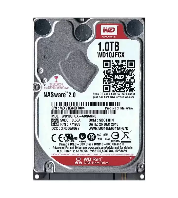Western Digital WD10JFCX Red Plus NAS 1TB SATA 6Gb/s 5400RPM 16MB Cache 2.5inch Internal Hard Drive