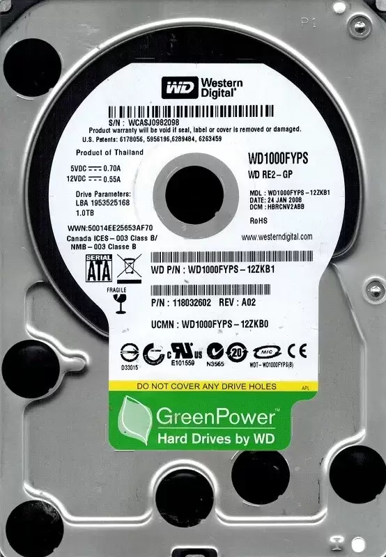 Western Digital WD1000FYPS RE2GP 1TB SATA 3Gb/s 7200RPM 16MB Cache 3.5inch Internal Hard Drive