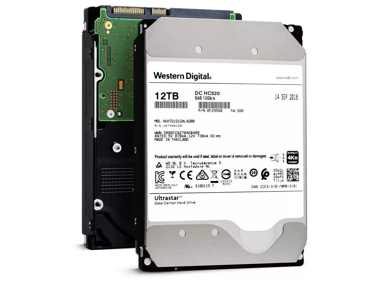 HGST HUH721212AL4200 Ultrastar DC HC520 12TB SAS 12Gb/s 7200RPM 256MB Cache (4Kn / ISE) 3.5inch Internal Hard Drive