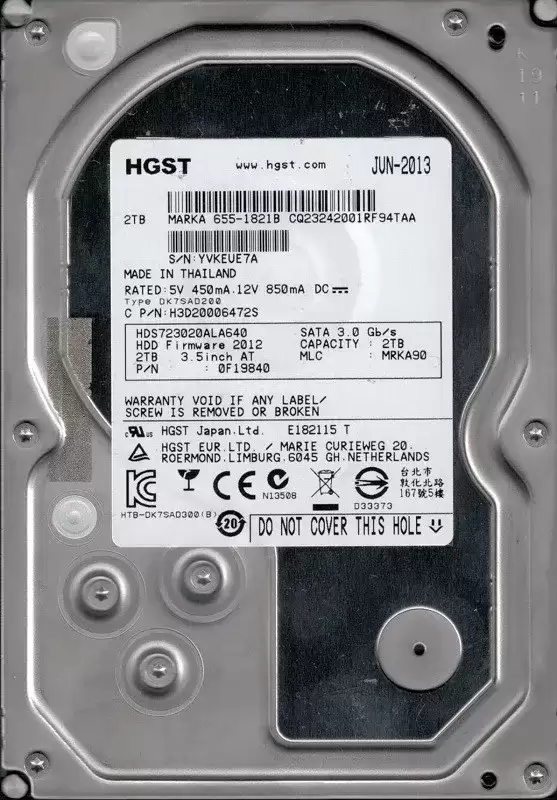 HGST HDS723020ALA640 Deskstar 7K3000 2TB SATA 6Gb/s 7200RPM 64MB Cache 3.5inch Internal Hard Drive