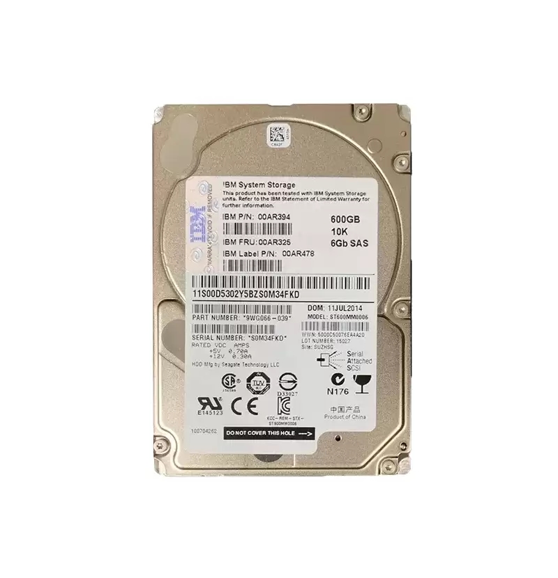 IBM 00AR394 600Gb 10000RPM 2.5inch SAS 12Gb/s Internal Hard Drive With Tray For Storwize V7000
