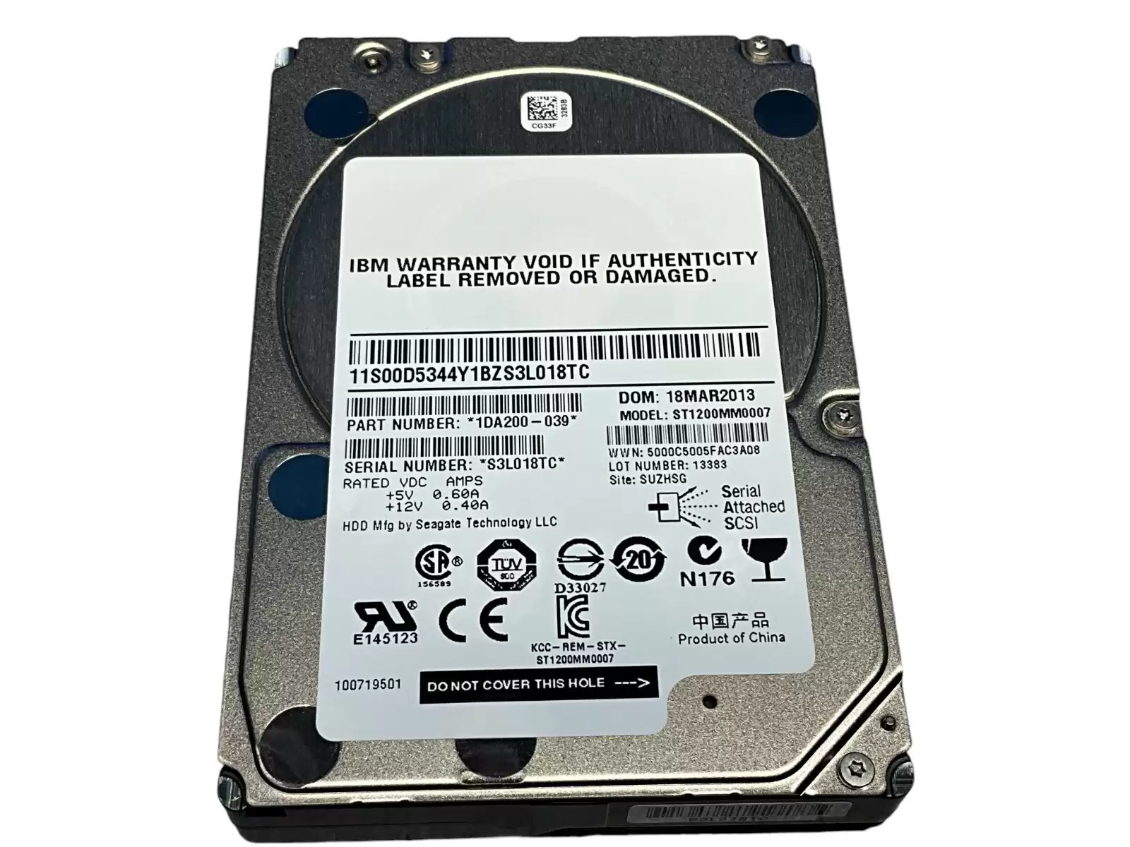 IBM 00D5344 1.2TB SAS 6Gb/s 10000RPM 64MB Cache 2.5inch Internal Hard Drive with Tray for Storwize