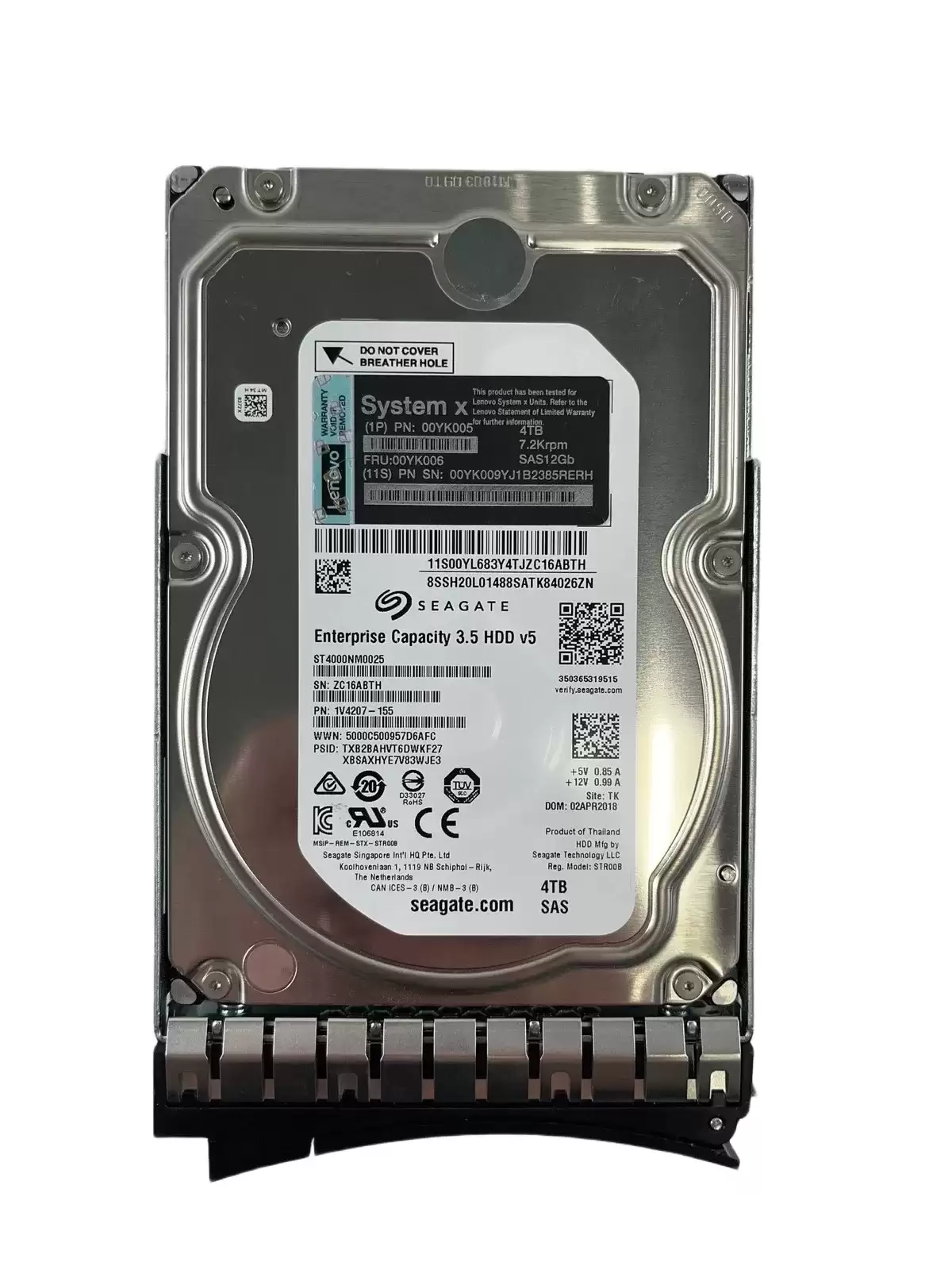 IBM 00YK006 4TB SAS 12Gb/s 7200RPM 3.5inch Internal Hard Drive with Tray