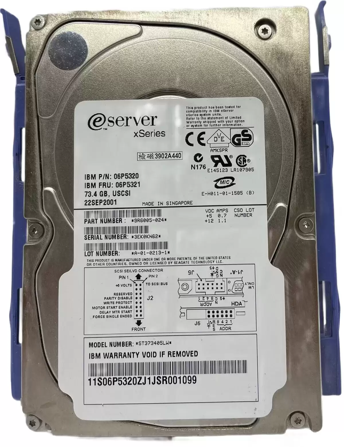 IBM 06P5321 73GB 10000RPM Ultra 160 SCSI 3.5 8MB Cache Internal Hard Drive