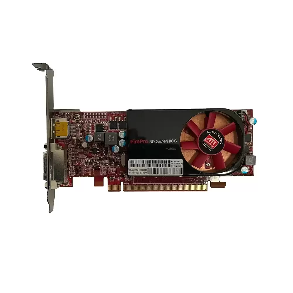 HPE 608886-001 ATI FirePro V3800 512MB GDDR3 PCI-Express 2.0 x16 64-Bit DisplayPort DVI Video Graphics Card