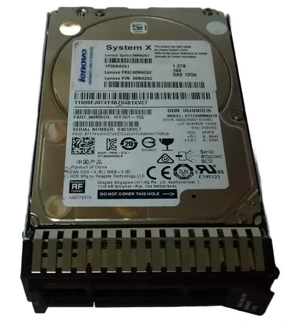 IBM 00NA265 1.2TB SAS 12Gb/s Hot Swap 10000RPM 2.5-inch Internal Hard Drive With Tray