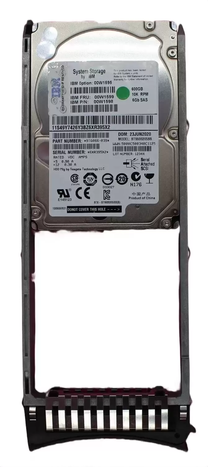 IBM 00W1599 600GB SAS 6Gb/s 10000RPM 2.5inch Internal Hard Drive with Tray