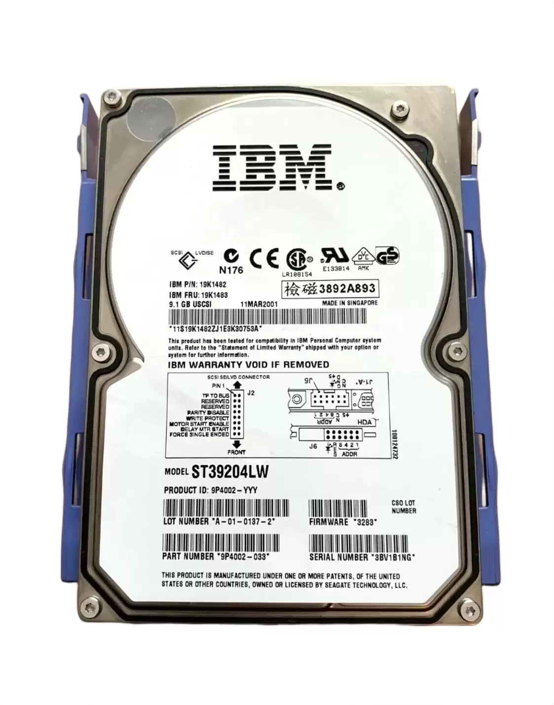 IBM 19K1482 9GB 10000RPM Ultra 160 SCSI 3.5 4MB Cache Internal Hard Drive
