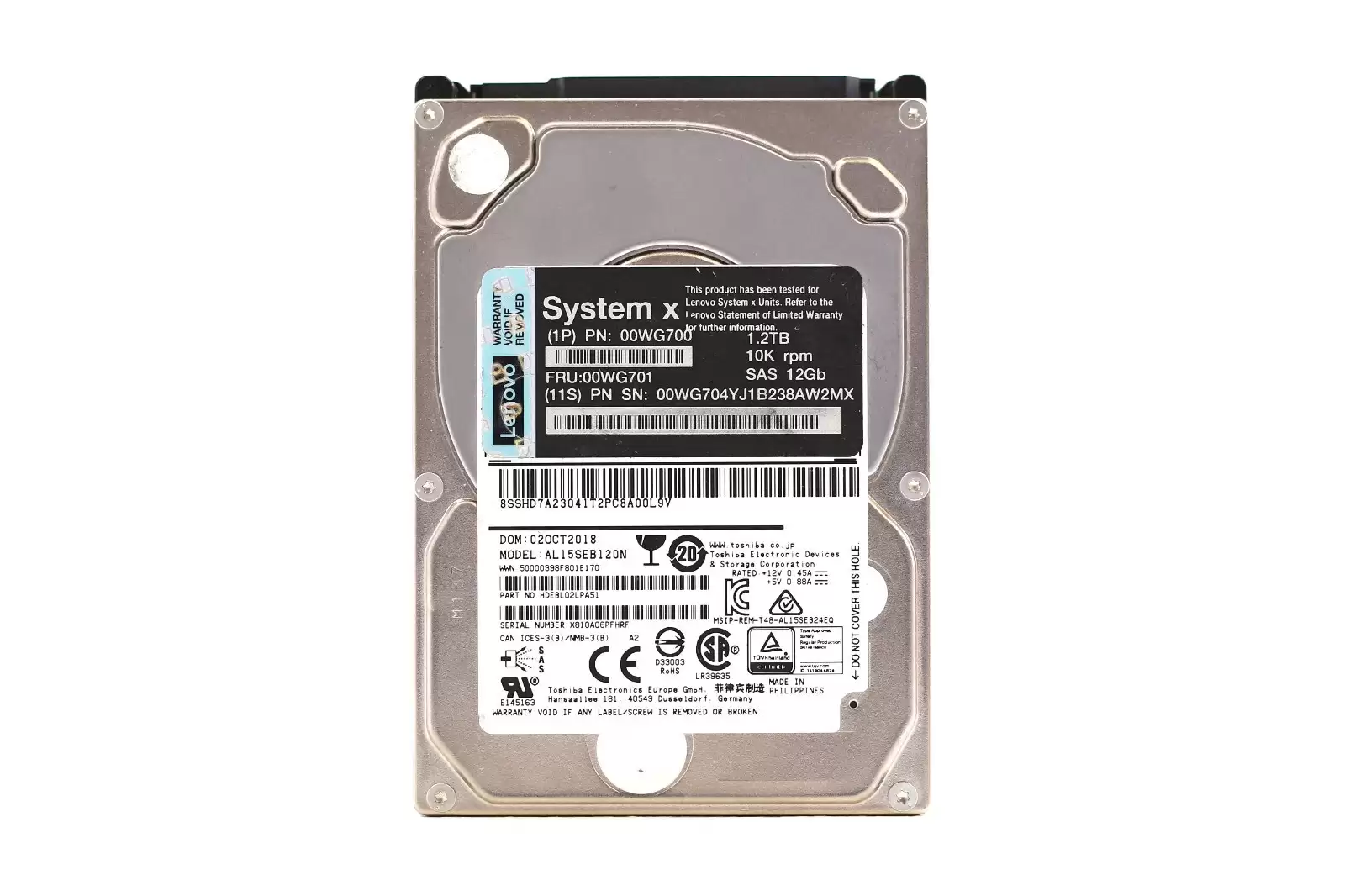 Toshiba AL15SEB120N AL15SEB Series 1.2TB SAS 12Gb/s 10000RPM 128MB Cache (512n) 2.5inch Internal Hard Drive
