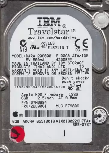 IBM 07N3994 6GB 4200RPM ATA 66 2.5 512KB Cache Travelstar Internal Hard Drive