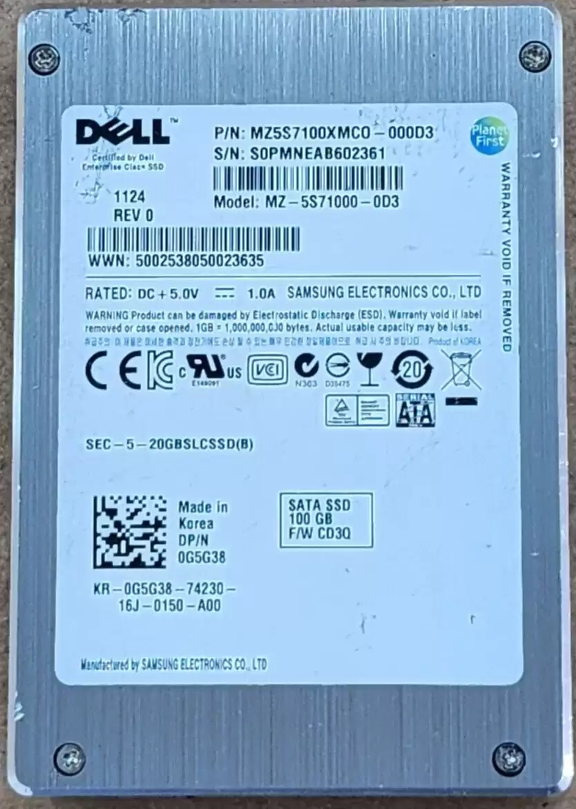 Dell G5G38 100GB SATA 3Gb/s 2.5-inch Solid State Drive For PowerEdge G13