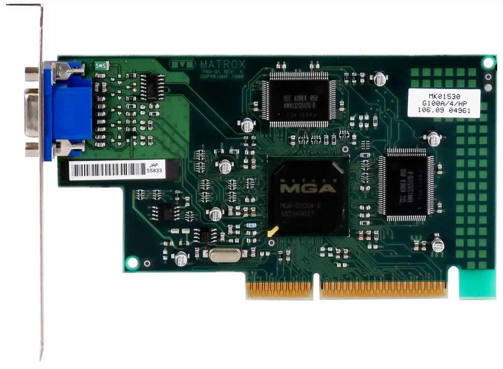 HPE D6550-69501 MGA G100 4MB SGRAM AGP x2 VGA Video Graphics Card