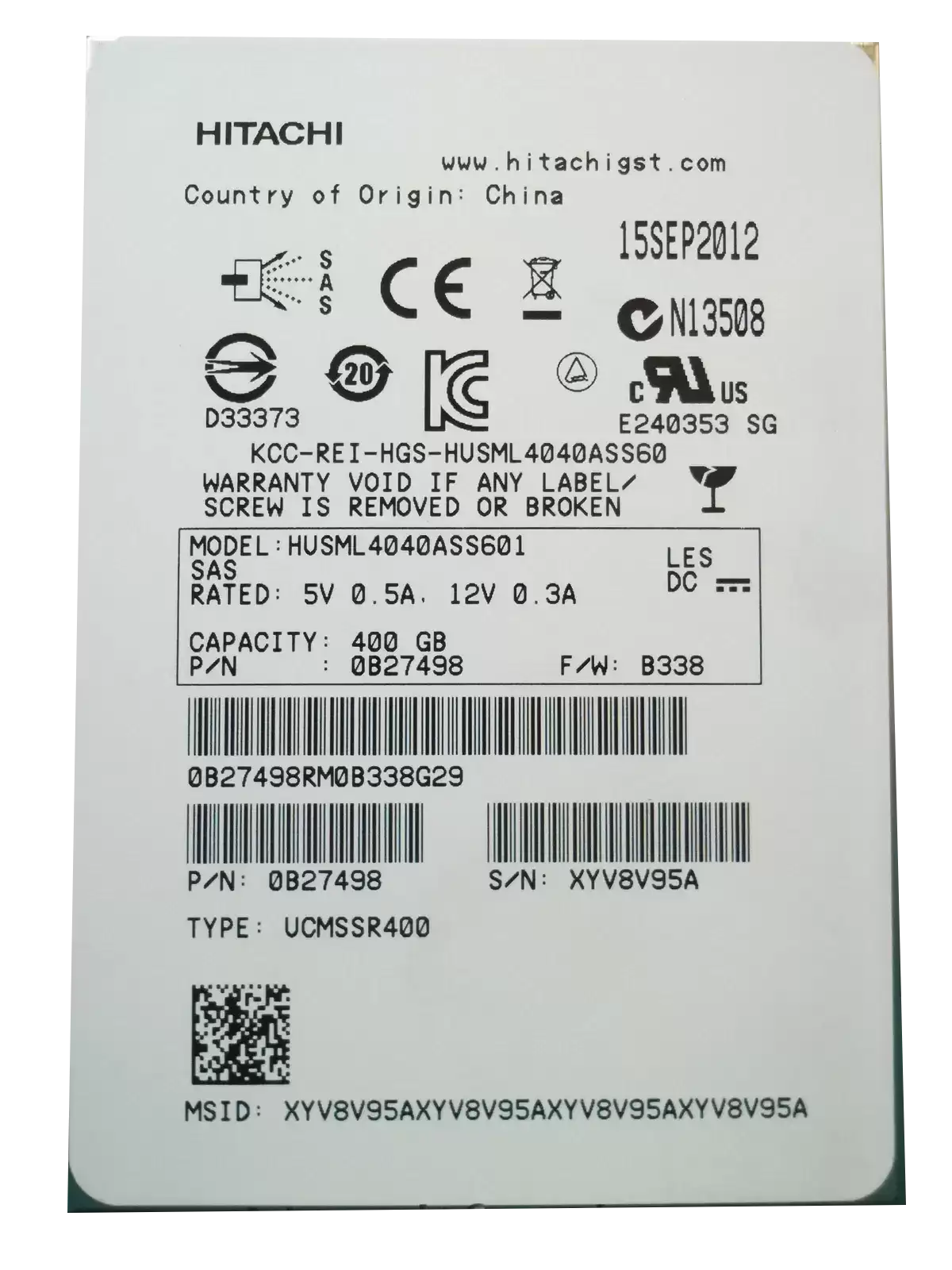 HGST HUSML4040ASS601 Ultrastar SSD400M 400GB SAS 6Gb/s MLC 2.5-inch Solid State Drive