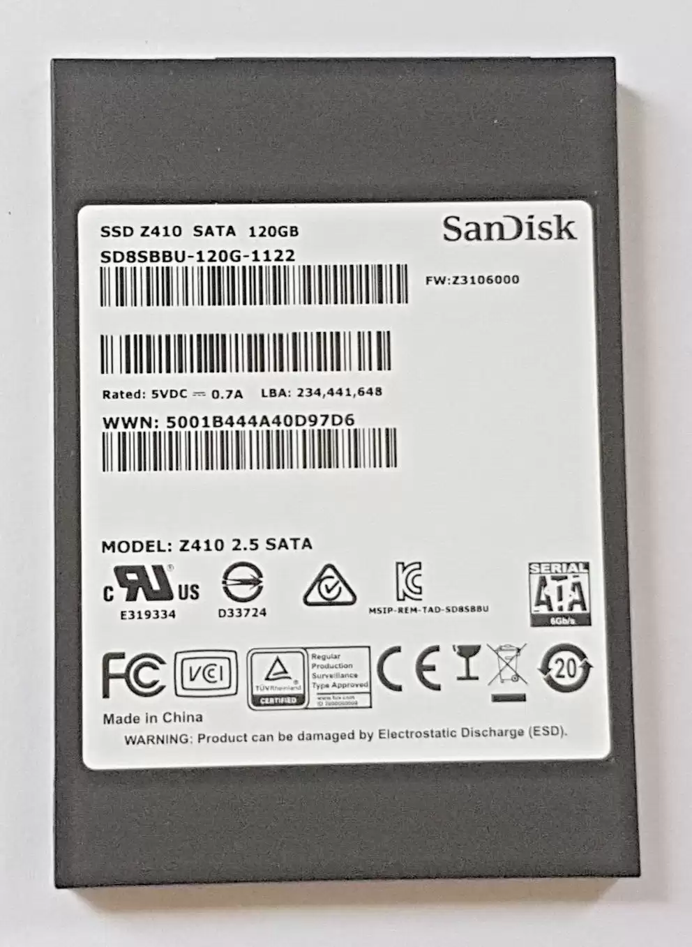 Sandisk SD8SBBU-120G-1122 Z410 120GB SATA 6Gb/s TLC 2.5-inch Solid State Drive