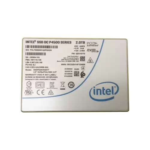 Intel SSDPE2KE020T701 DC-P4600 2TB PCI-Express 3.1 x4 3D NAND TLC AES-256 PLP 2.5-inch Solid State Drive